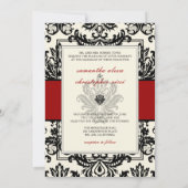 Invitation PixDezines Piqué Damask/Black+Off White/do-it-your (Dos)