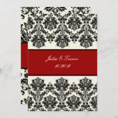 Invitation PixDezines Piqué Damask/Black+Off White/do-it-your (Devant / Derrière)