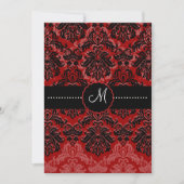 Invitation PixDezines Piqué, Damask / Black + Red Velvet (Devant)