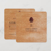 Invitation PixDezines placage de bois faux + chênes (Devant / Derrière)
