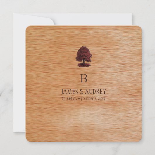 Invitation PixDezines placage de bois faux + chênes (Devant)