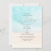 Invitation PixDezines Plage bleu cristal, Mariage de plage (Devant)