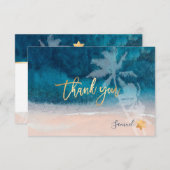 Invitation PixDezines Plage Palmiers Bar Mitzvah Merci (Devant / Derrière)