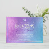 Invitation PixDezines Platinum Ombre Turquoise Bar Mitzvah (Debout devant)