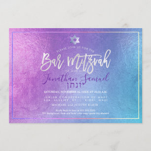 Invitation PixDezines Platinum Ombre Turquoise Bar Mitzvah