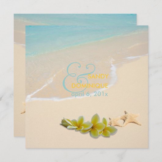 Invitation PixDezines Plumeria Lei /plage/étoile tropicale (Devant / Derrière)