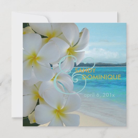 Invitation PixDezines Plumeria Lei /plage/mariage tropical (Devant)