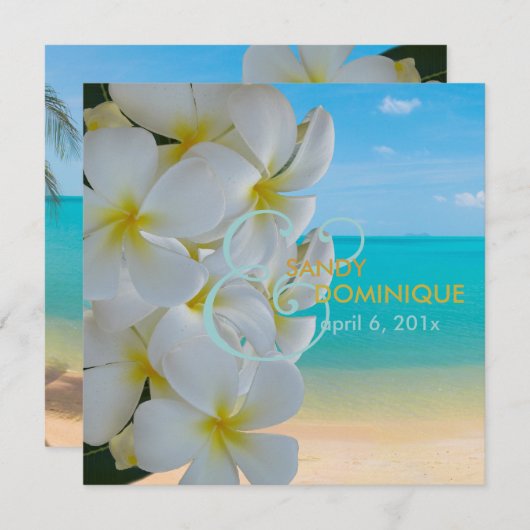 Invitation PixDezines Plumeria Lei/plage/mariage tropical (Devant / Derrière)