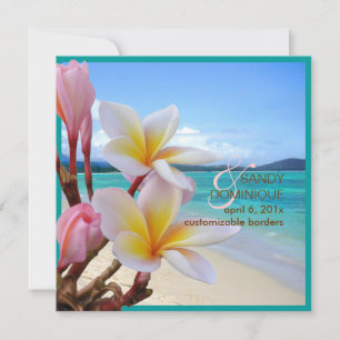Invitation PixDezines Plumeria rose + Plage