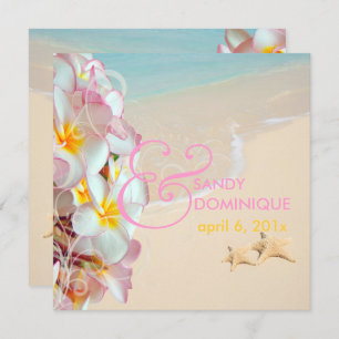 Invitation PixDezines Plumeria rose+Plage/Flèches/Tropical