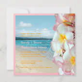 Invitation PixDezines Plumeria rose/plage/mariage tropical (Dos)