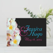 Invitation PixDezines Plumeria rose/plage/mariage tropical (Debout devant)