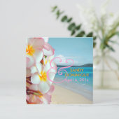 Invitation PixDezines Plumeria rose/plage/mariage tropical (Debout devant)