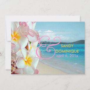 Invitation PixDezines Plumeria rose + tourbillons/mariage tro