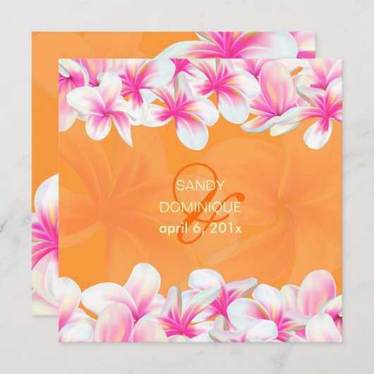 Invitation PixDezines plumeria rose vif/DO-IT-YOURSELF couleu (Devant / Derrière)