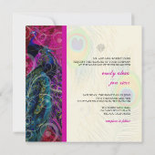 Invitation PixDezines plumes de paon psychédélique/rose chaud (Dos)