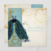 Invitation PixDezines plumes/turquoise (Devant / Derrière)