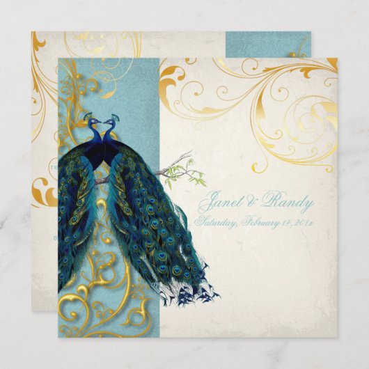 Invitation PixDezines plumes/turquoise (Devant / Derrière)