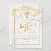 Invitation PixDezines Points Marble+Faux Gold/Baptême (Devant)