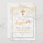 Invitation PixDezines Points Marble+Faux Gold/Baptême (Devant)