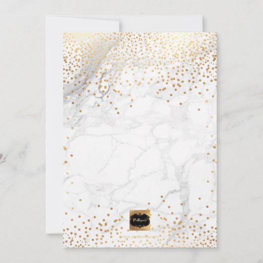 Invitation PixDezines Points Marble+Faux Gold/Baptême (Dos)