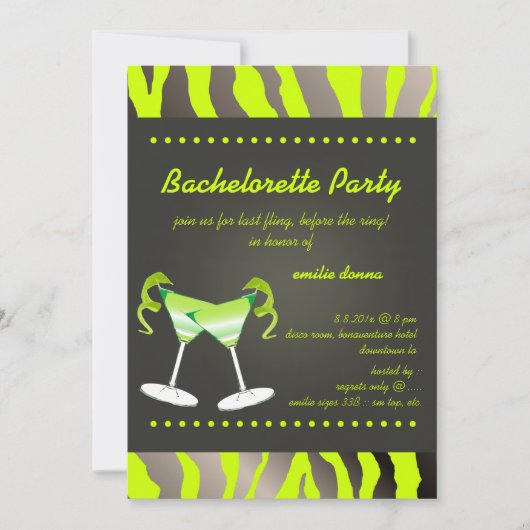 Invitation PixDezines pomme martini Bachelorette Party (Devant)