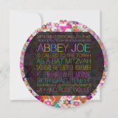 Invitation PixDezines psychedelic stars/neon/bat mitzvah (Dos)