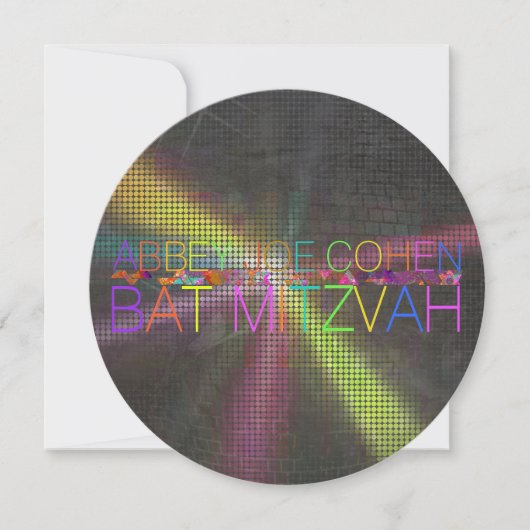 Invitation PixDezines psychedelic stars/neon/bat mitzvah (Devant)