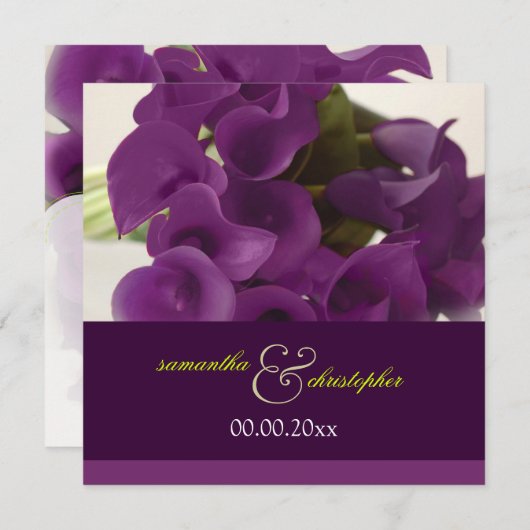 Invitation PixDezines PURPLE CALLA LILY BOUQUET (Devant / Derrière)