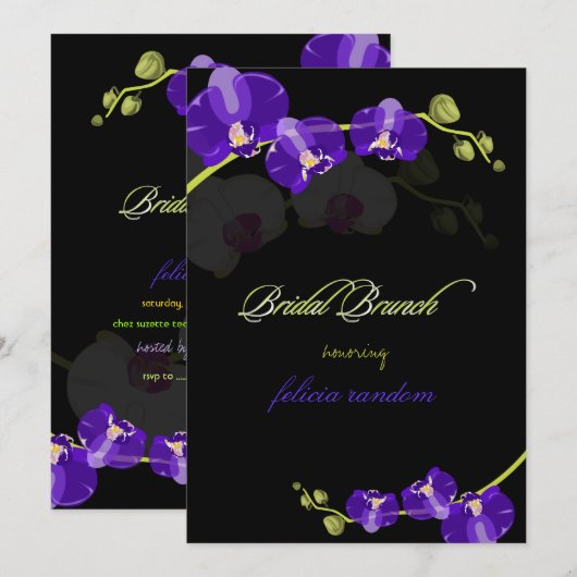 Invitation PixDezines PURPLE ORCHID/BRIDAL/arrière - plan do- (Devant / Derrière)