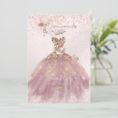 Invitation PixDezines Quinceanera Dusty Rose Parties scintill (Debout devant)