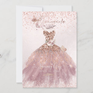 Invitation PixDezines Quinceanera Dusty Rose Parties scintill