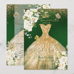 Invitation PixDezines Quinceanera Gold Parties scintillant Go