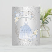 Invitation PixDezines Quinceanera H2 Fleurs Dusty Blue Roses (Debout devant)