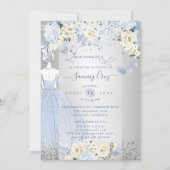 Invitation PixDezines Quinceanera H2 Fleurs Dusty Blue Roses (Dos)