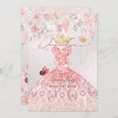 Invitation PixDezines Quinceanera H2 Robe rose pâle (Devant / Derrière)