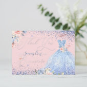 Invitation PixDezines Quinceanera Merci Dusty Blue Gown (Debout devant)