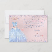 Invitation PixDezines Quinceanera Merci Dusty Blue Gown (Dos)