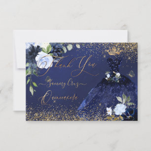 Invitation PixDezines Quinceanera Merci Marine Blue Gold