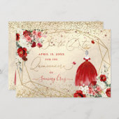 Invitation PixDezines Quinceanera Red Gown Enregistrer la dat (Devant / Derrière)