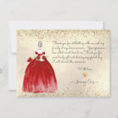 Invitation PixDezines Quinceanera Red Gown Enregistrer la dat (Dos)