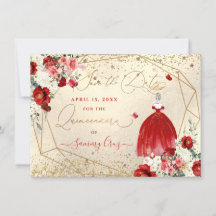 PixDezines Quinceanera Red Gown Enregistrer la dat