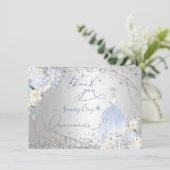 Invitation PixDezines Quinceanera Robe bleue Dusty Merci (Debout devant)