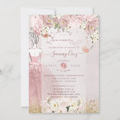 Invitation PixDezines Quinceanera Rose Gold H2 Fleurs Dusty (Dos)
