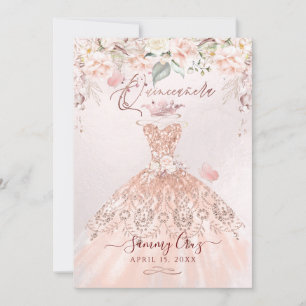 Invitation PixDezines Quinceanera Rose Gold Parties scintilla
