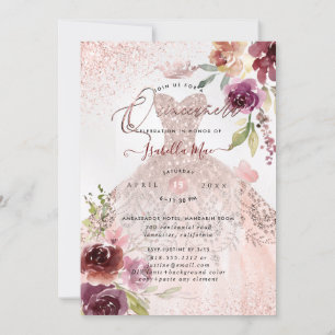 Invitation PixDezines Quinceanera Rose Gold Parties scintilla