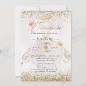 Invitation PixDezines Quinceanera White Gold Parties scintill (Dos)