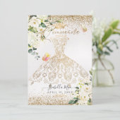 Invitation PixDezines Quinceanera White Gold Parties scintill (Debout devant)