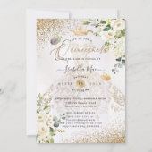 Invitation PixDezines Quinceanera White Gold Parties scintill (Dos)
