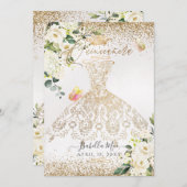 Invitation PixDezines Quinceanera White Gold Parties scintill (Devant / Derrière)